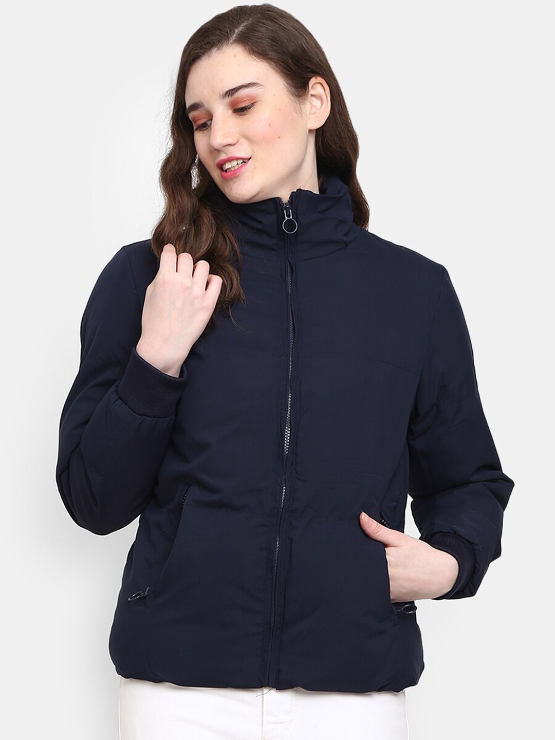 

V-Mart Women Navy Blue Lightweight Outdoor Puffer Jacket