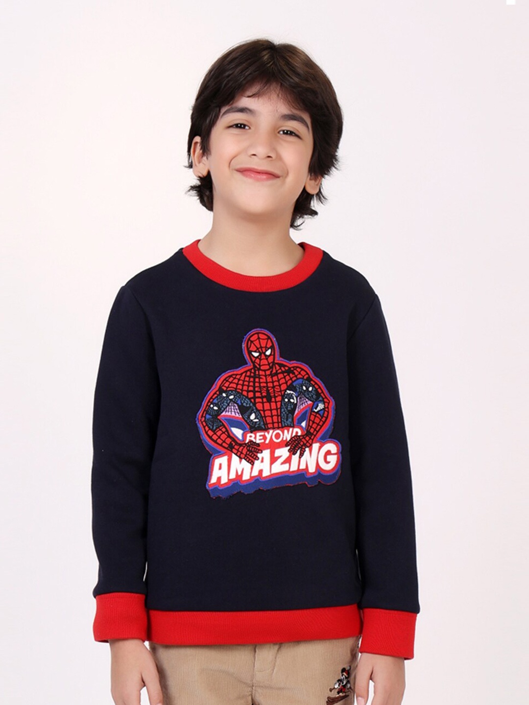 

One Friday Boys Navy Blue Printed Sweatshirt