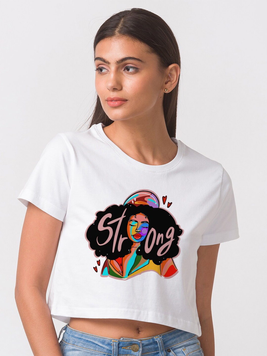 

FashionRack Women White Cotton Typography Printed T-shirt