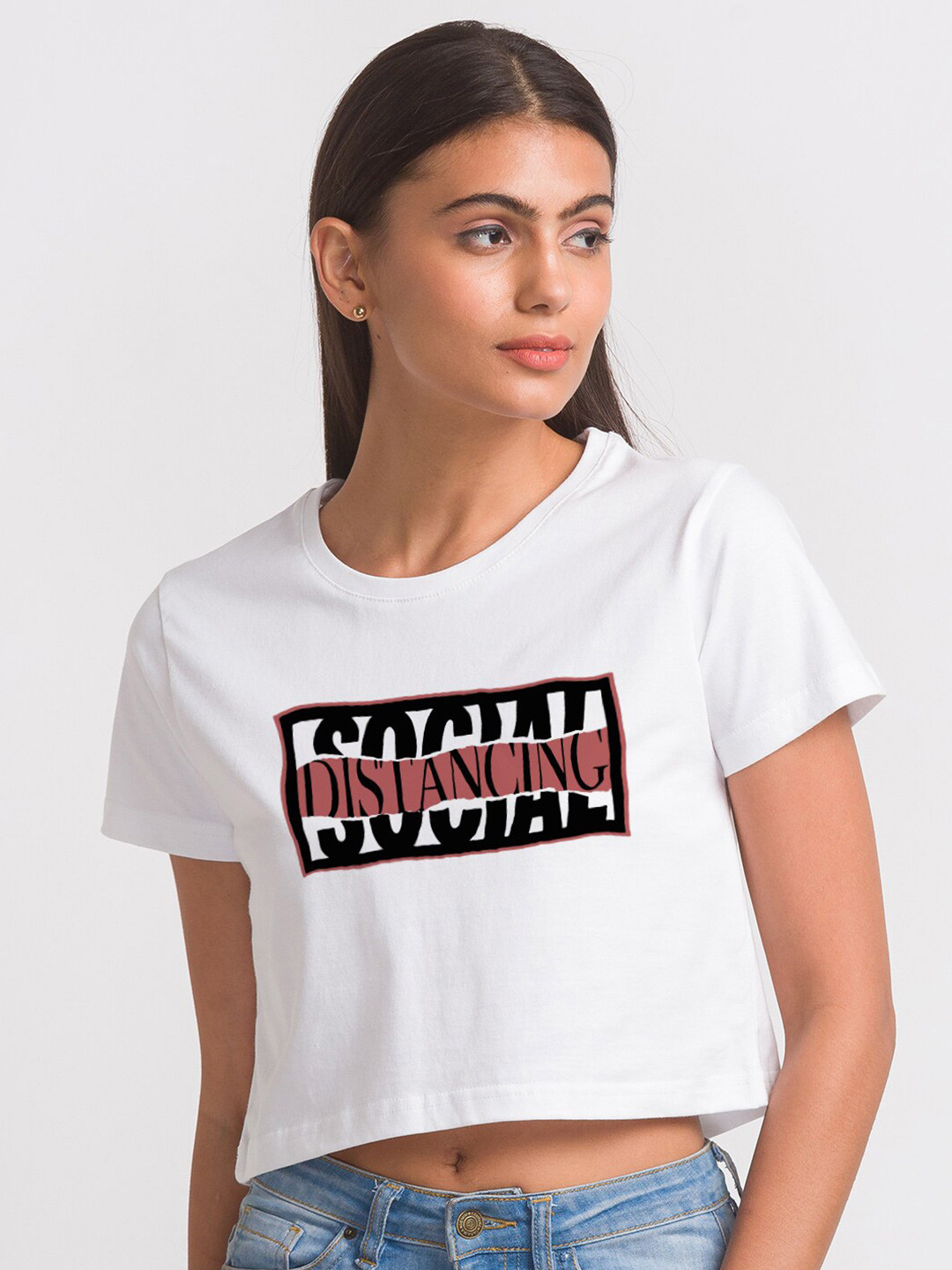 

FashionRack Women White Cotton Typography Printed T-shirt