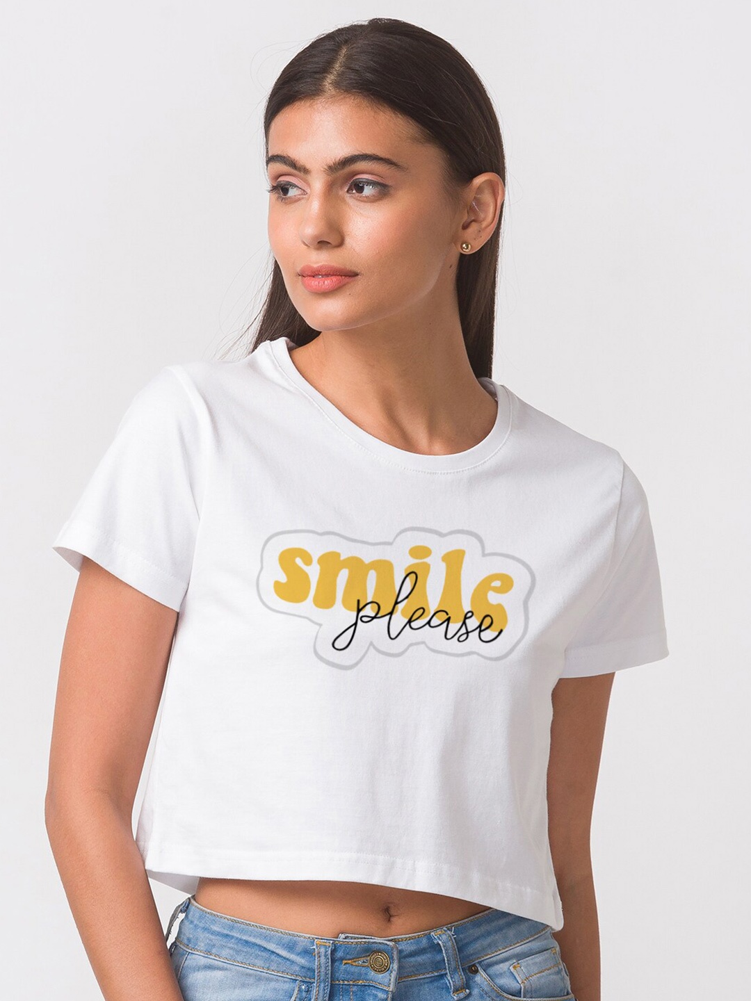 

FashionRack Women White Cotton Typography Printed T-shirt