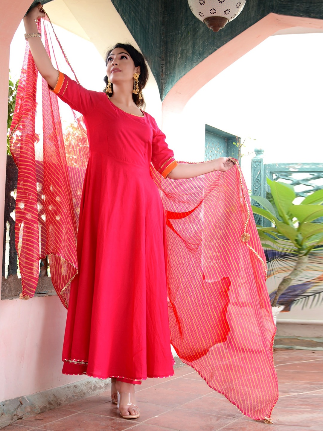 

Indi INSIDE Women Pink Empire Kurta with Trouser & Dupatta