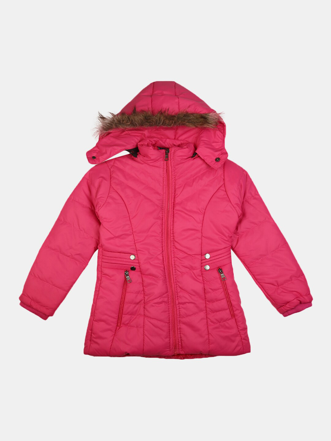 

V-Mart Girls Fuchsia Hooded Lightweight Puffer Jacket