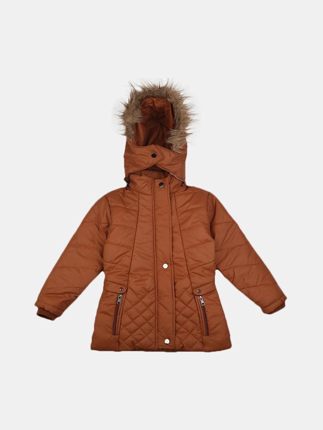 

V-Mart Girls Mustard Lightweight Longline Outdoor Hooded Cotton Padded Jacket