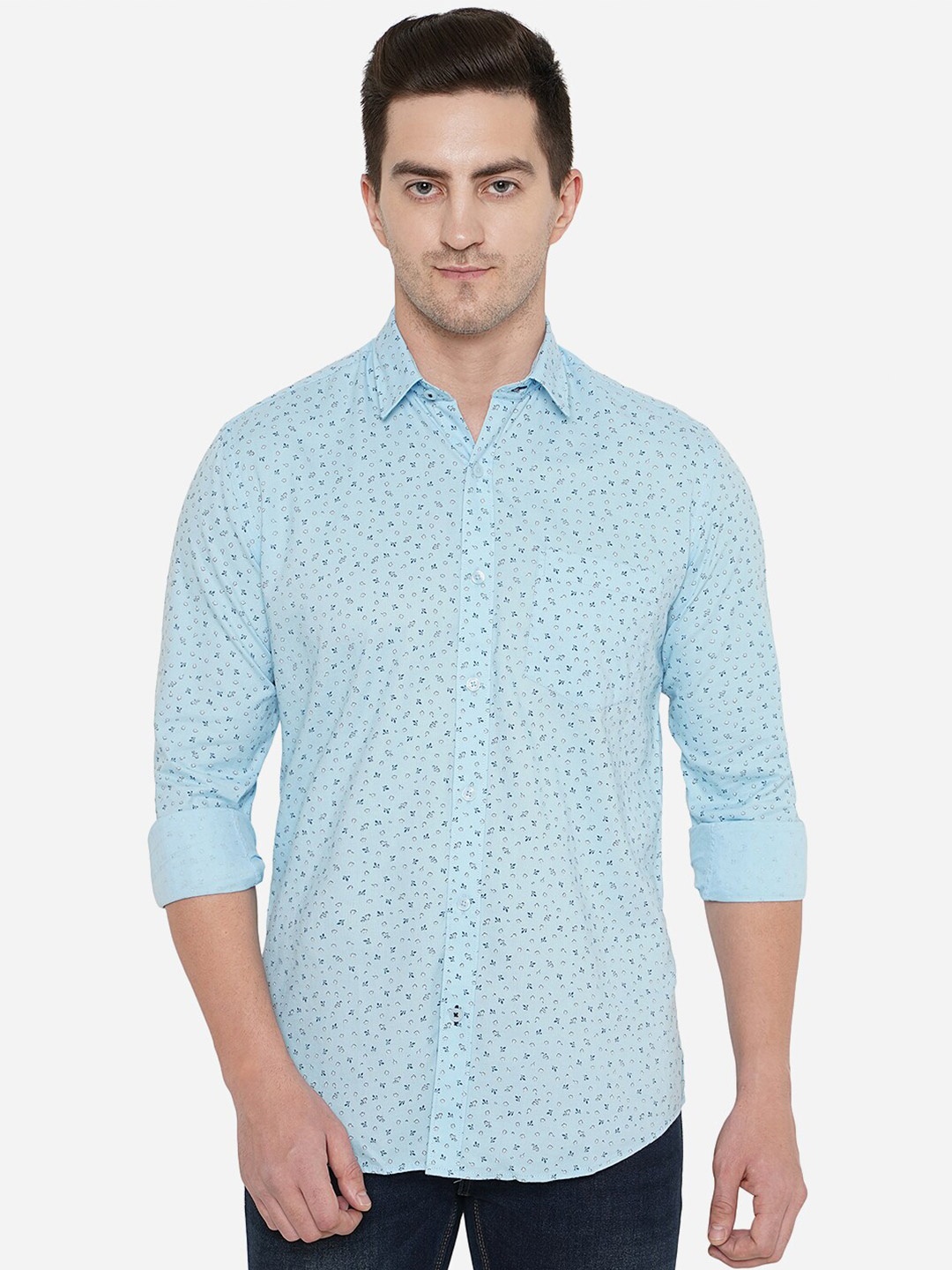 

Greenfibre Men Conversational Printed Pure Cotton Casual Shirt, Blue