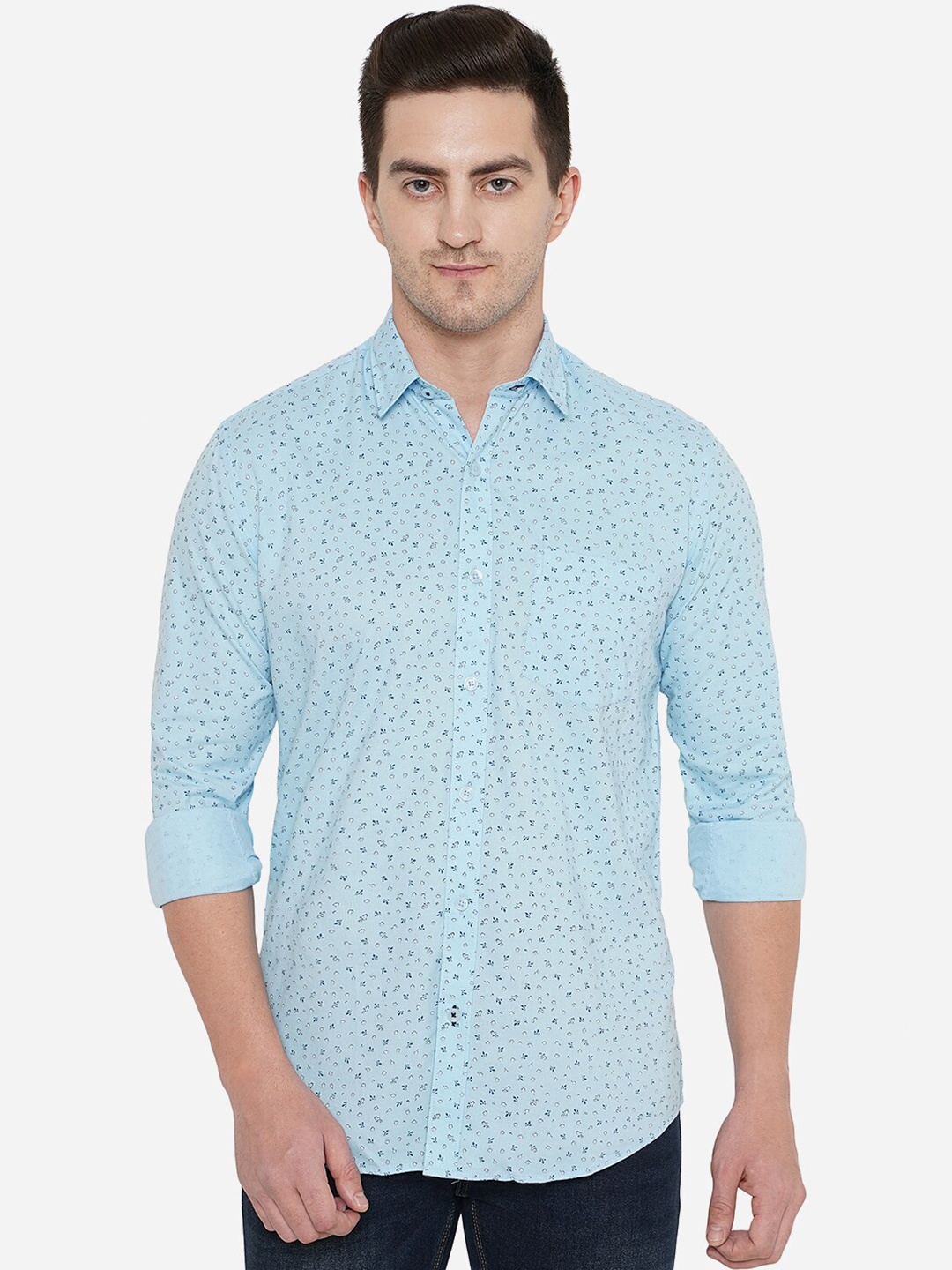 

Greenfibre Conversational Printed Pure Cotton Casual Shirt, Turquoise blue