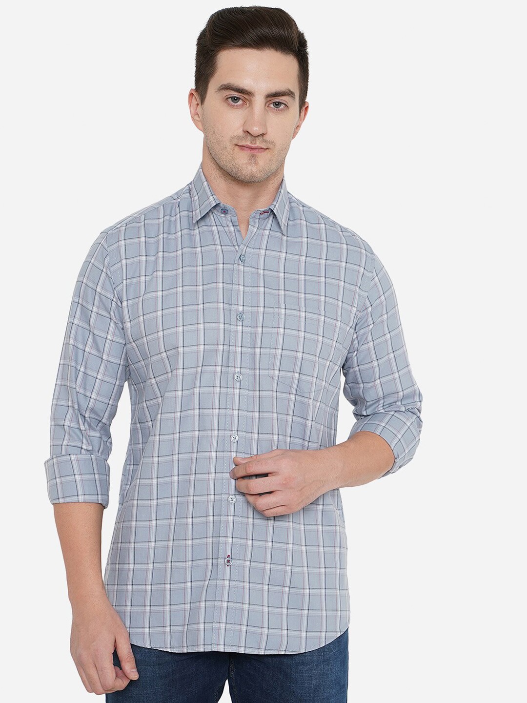 

JADE BLUE Men Classic Slim Fit Checked Cotton Casual Shirt