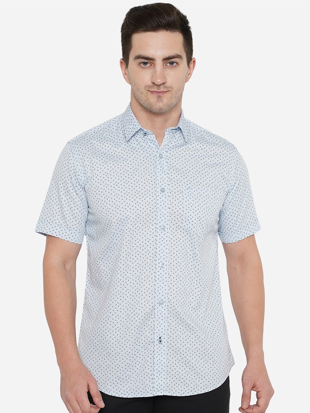 

JADE BLUE Men Blue Classic Slim Fit Floral Printed Cotton Casual Shirt