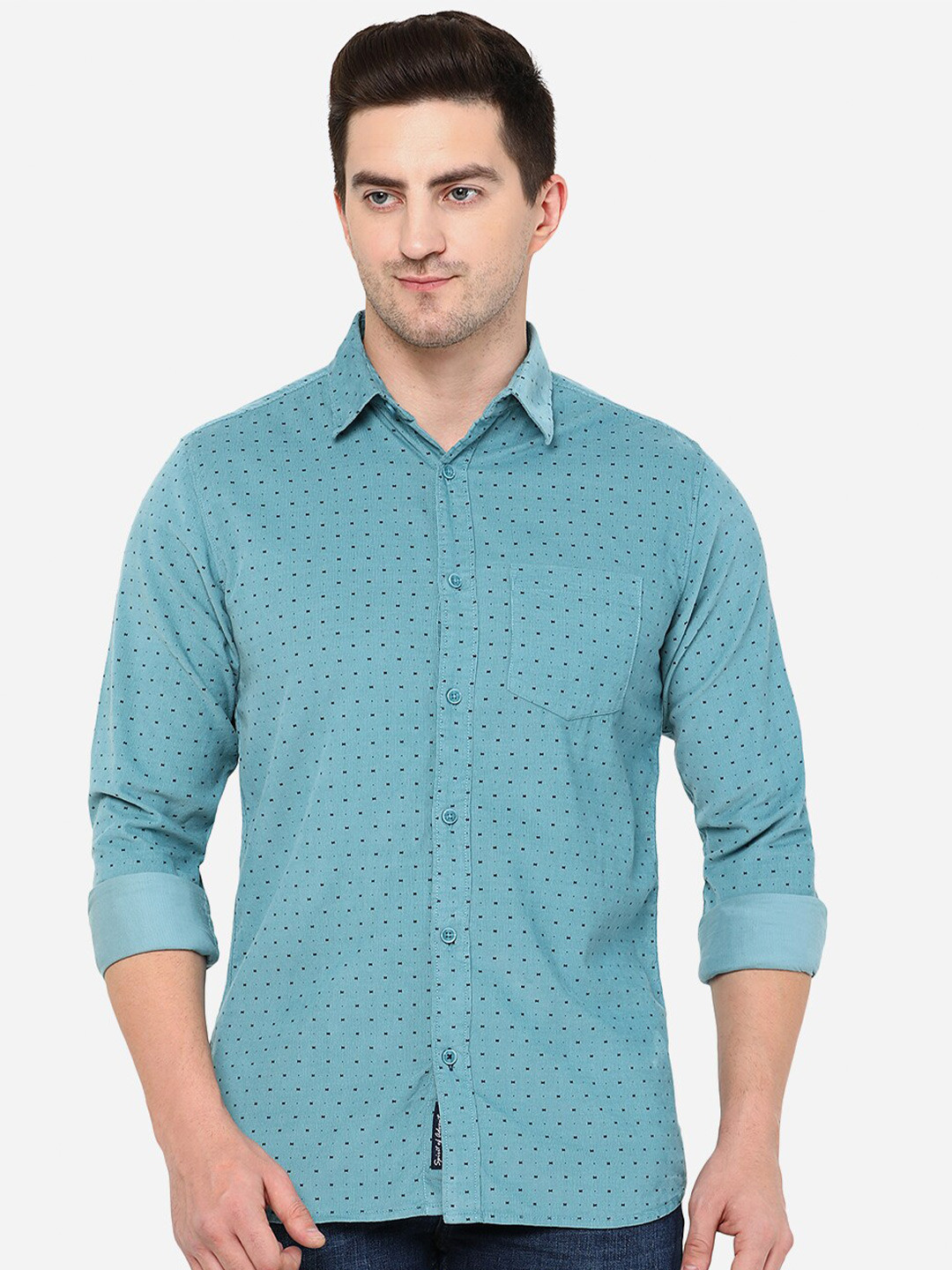

JADE BLUE Men Blue Classic Slim Fit Printed Cotton Casual Shirt