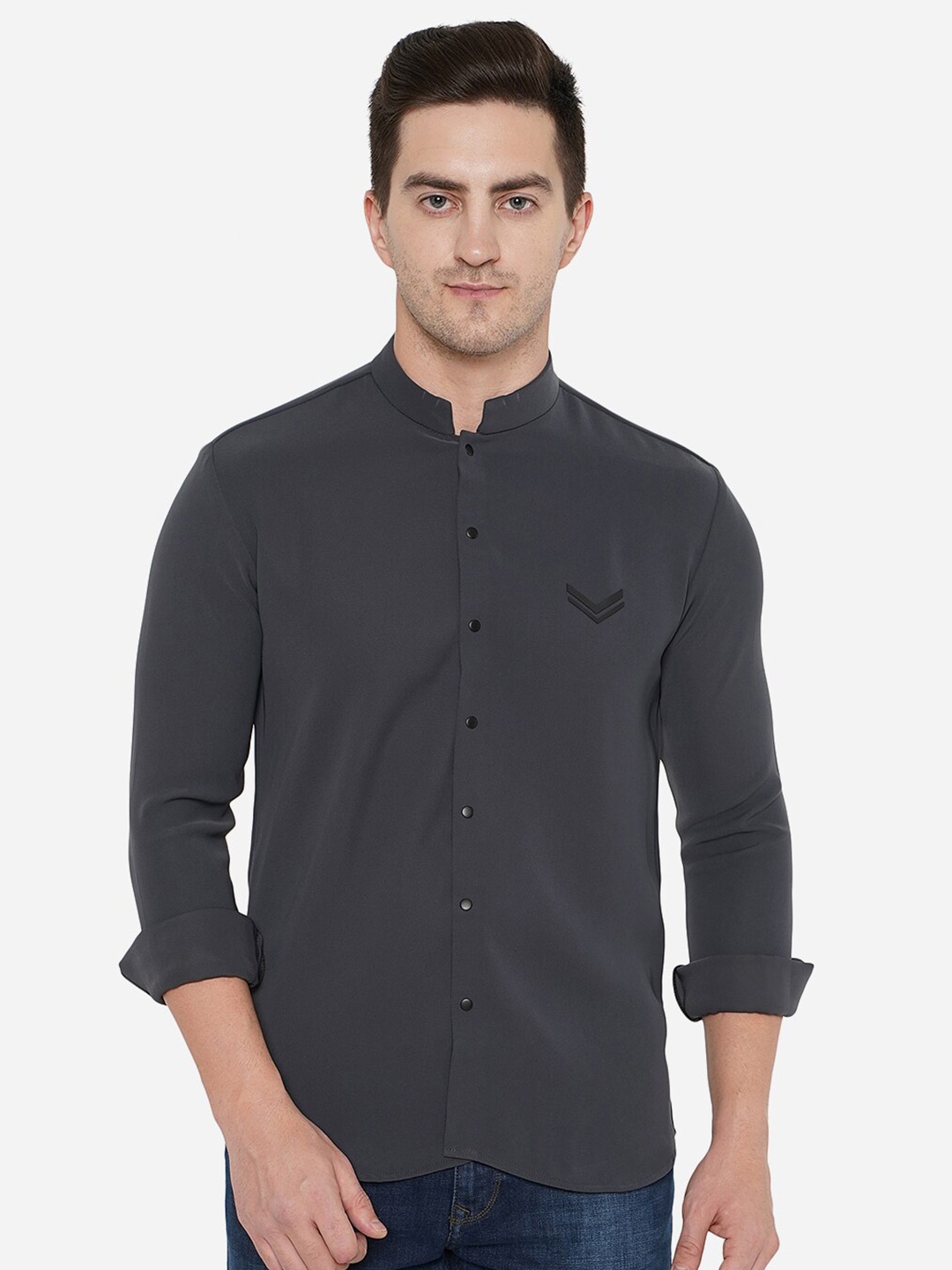 

JB STUDIO Men Grey Cotton Classic Slim Fit Casual Shirt