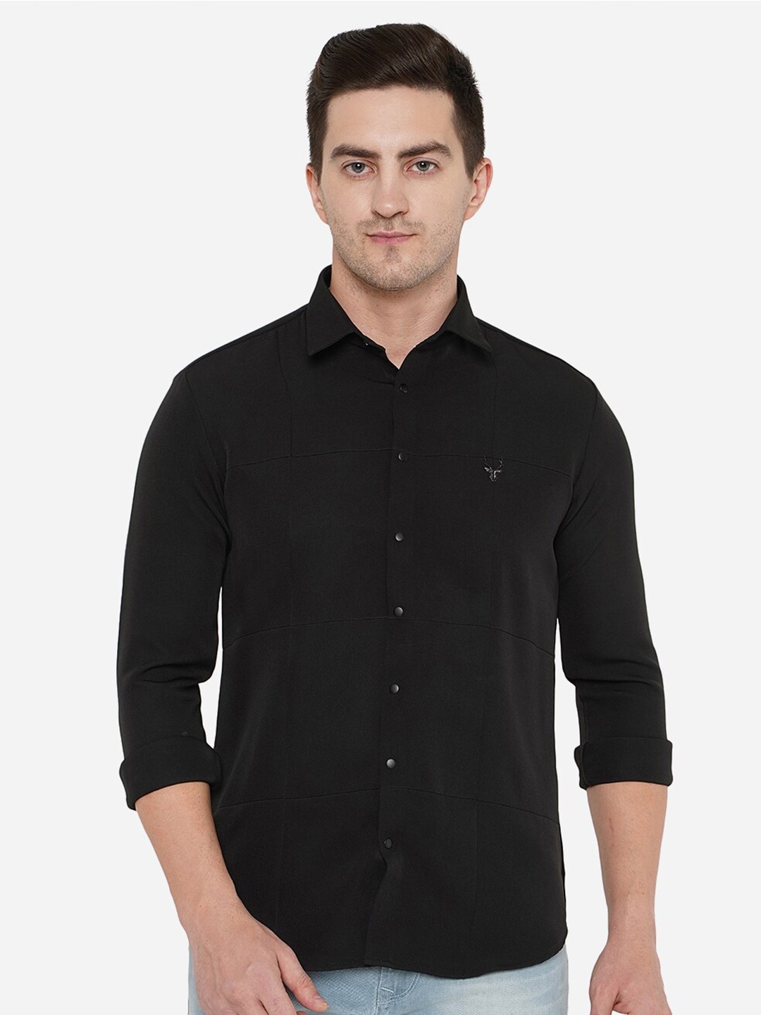 

JB STUDIO Men Black Cotton Classic Slim Fit Casual Shirt