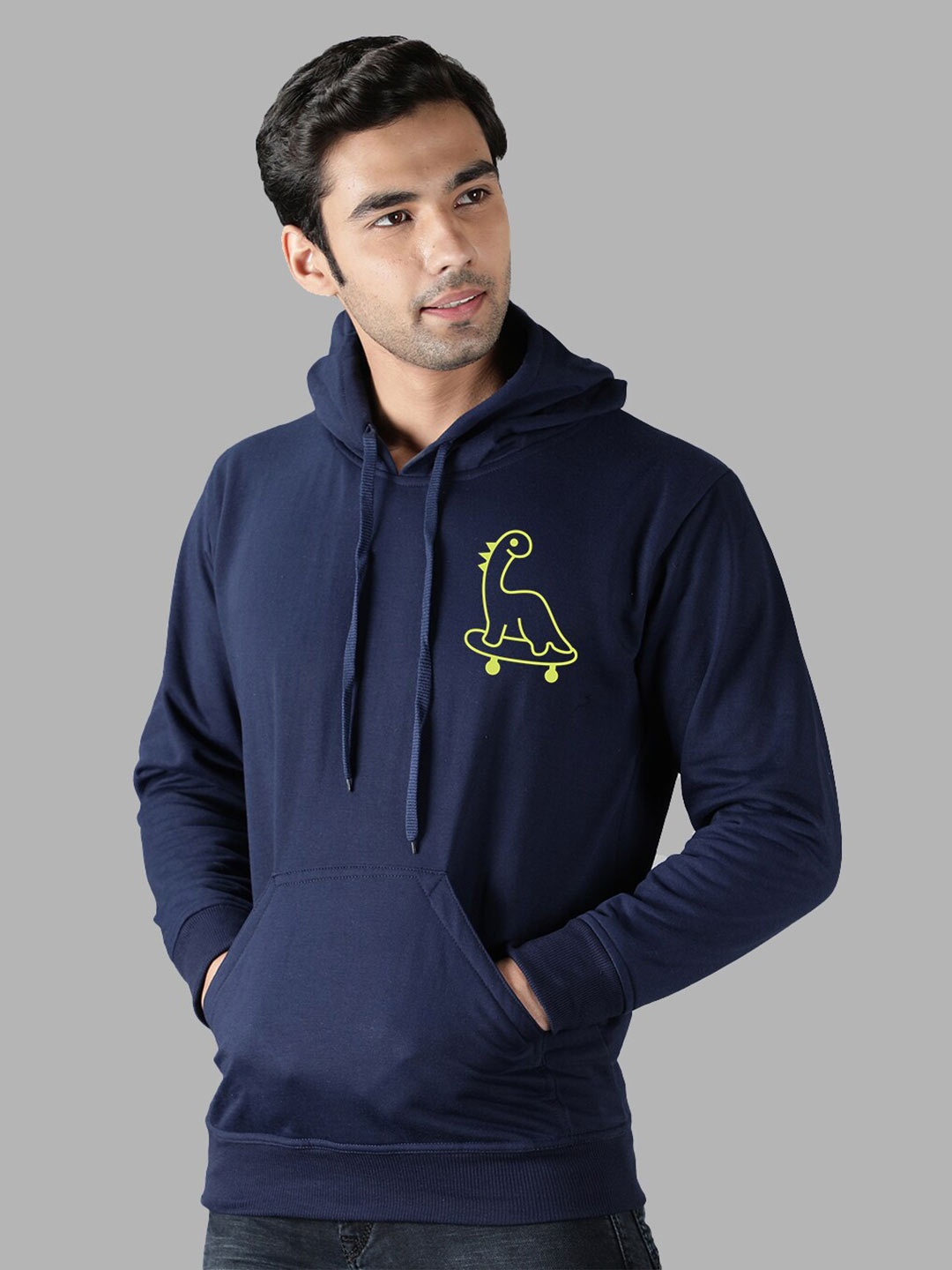 

Mad Over Print Men Blue Printed Hooded Sweatshirt