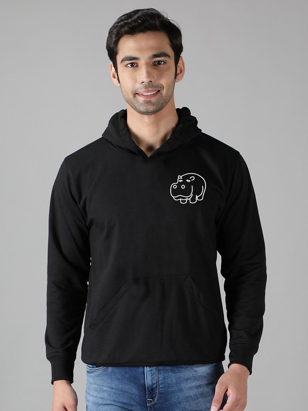 

Mad Over Print Men Black Hooded Sweatshirt