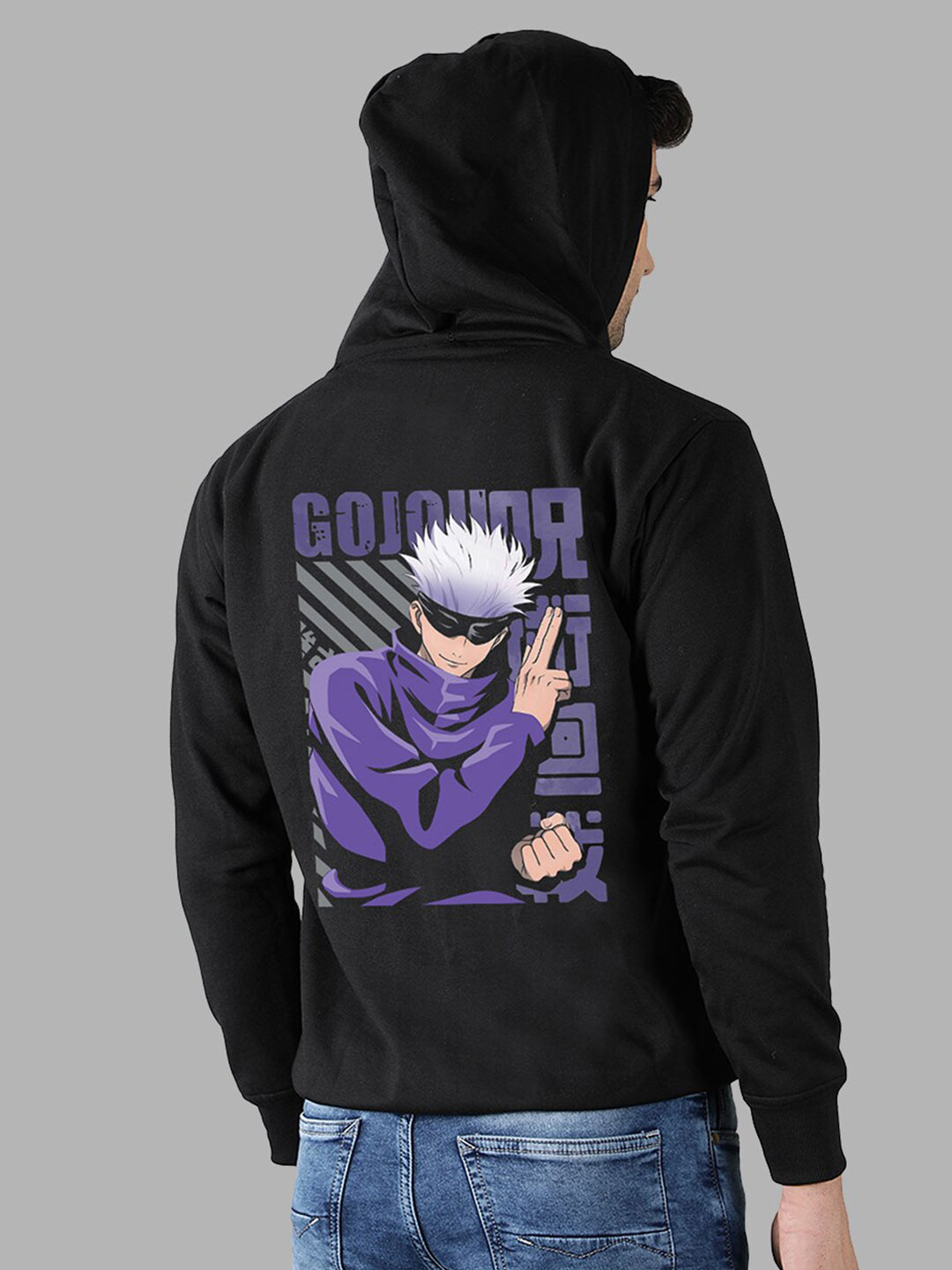 

Mad Over Print Men Black Hooded Cotton Sweatshirt