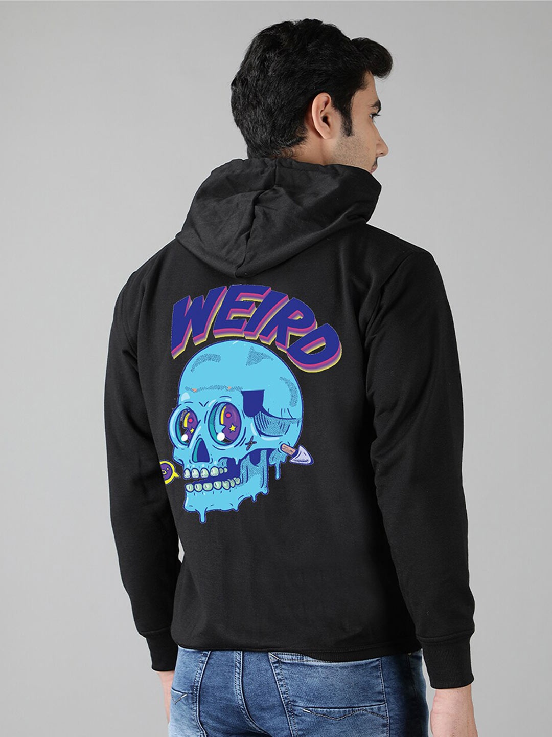 

Mad Over Print Men Black Hooded Cotton Sweatshirt