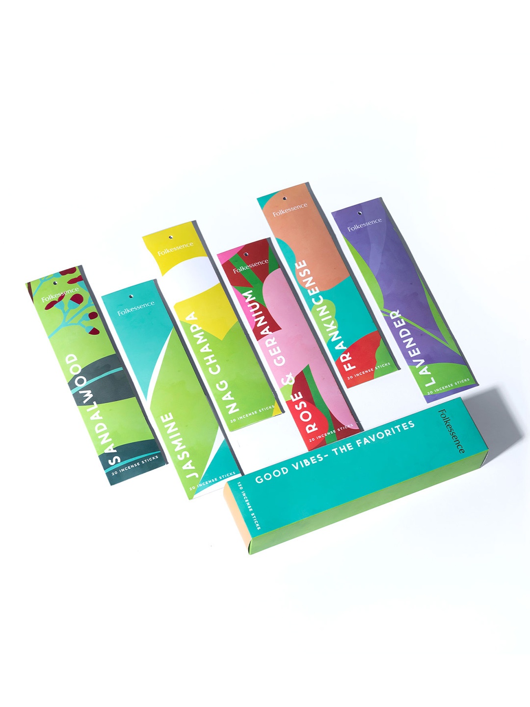 

FOLKULTURE Set Of 6 Good Vibes - The Favourites Fragrances Incense Sticks, Teal