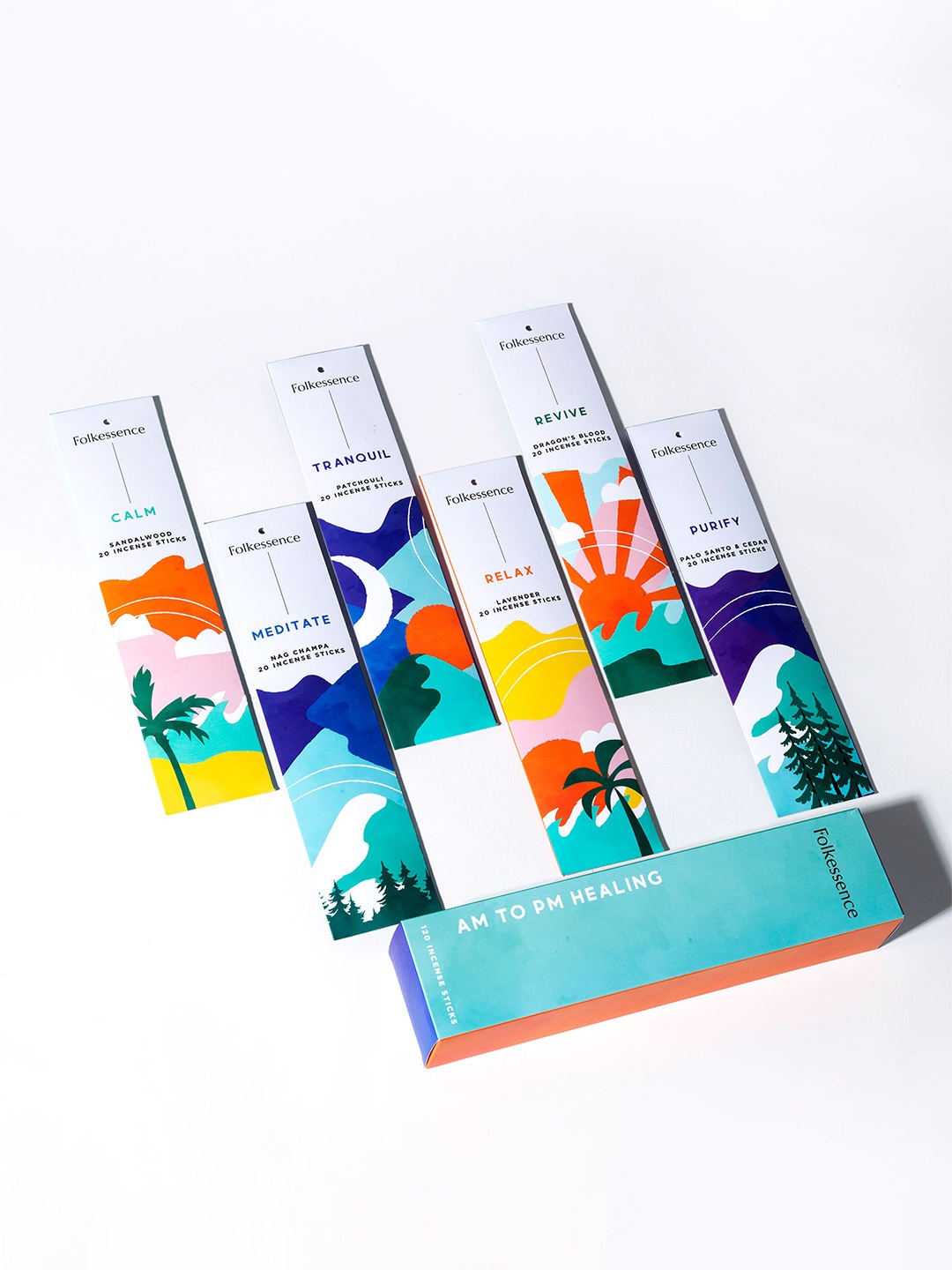 

FOLKULTURE Set Of 6 Incense Sticks - AM to PM Healing, Turquoise blue