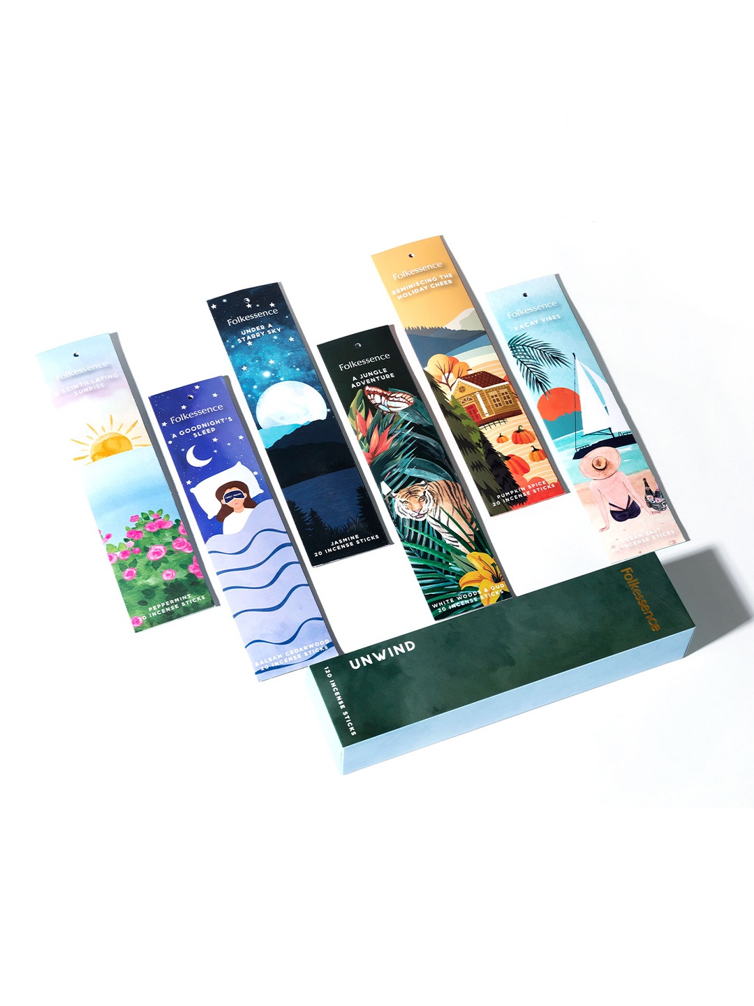 

FOLKULTURE Set Of 6 Incense Sticks - Unwind, Green