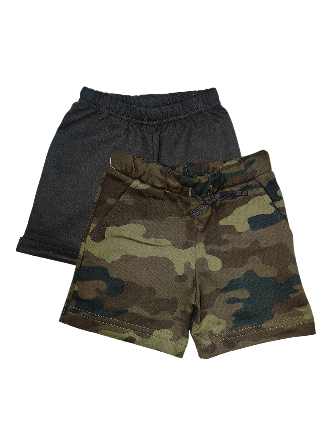 

Bodycare Kids Boys Pack of 2 Grey & Olive Green Camouflage Printed Shorts