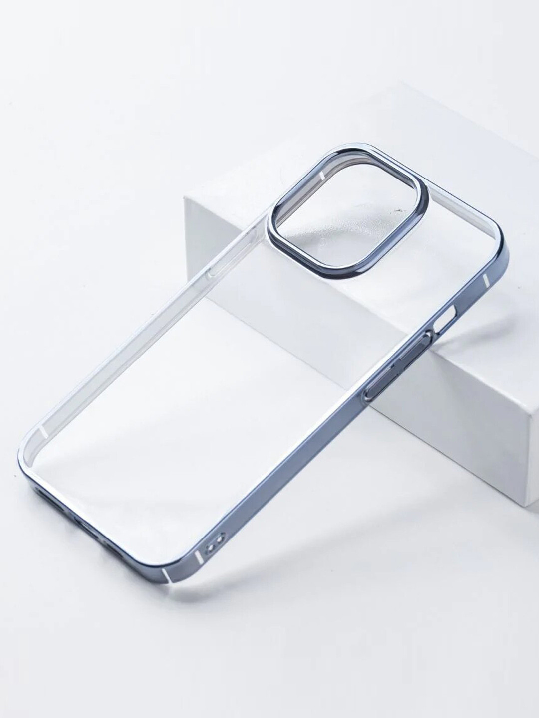 

Karwan Blue & Transparent Solid Silicone Shock-Proof iPhone 14 Pro Max Phone Back Cover