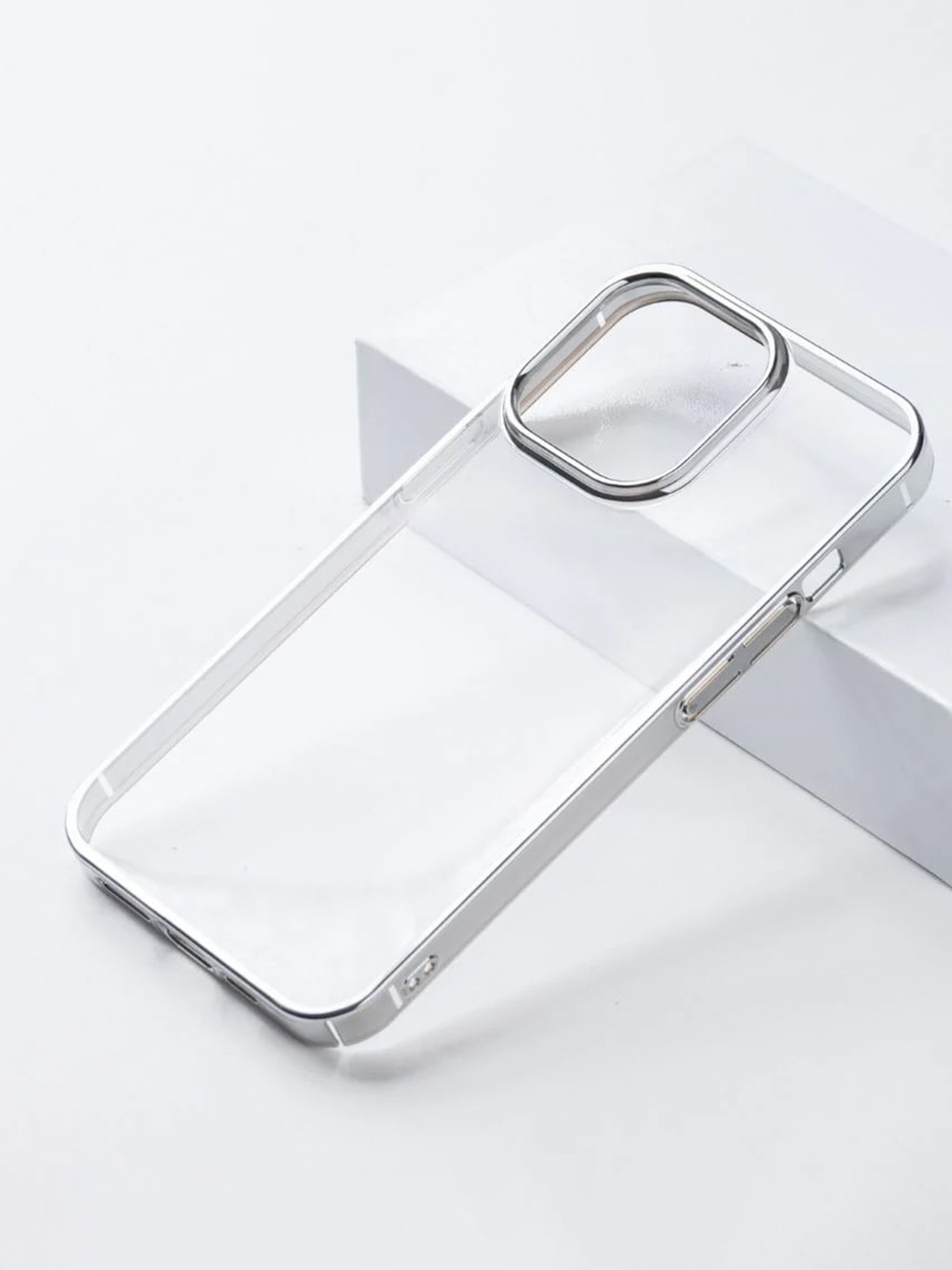 

Karwan Transparent & Silver-Toned Solid Silicon iPhone 13 Mini Phone Back Case
