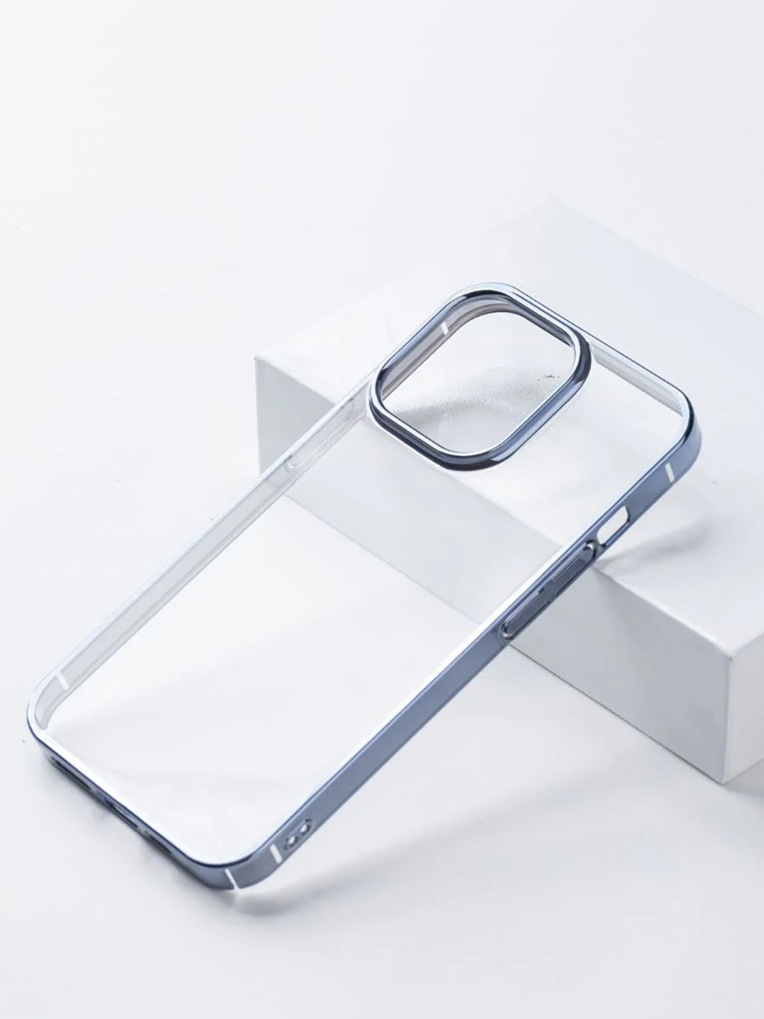 

Karwan Blue & Transparent Solid iPhone 12 Pro Clear Silicone Phone Back Case