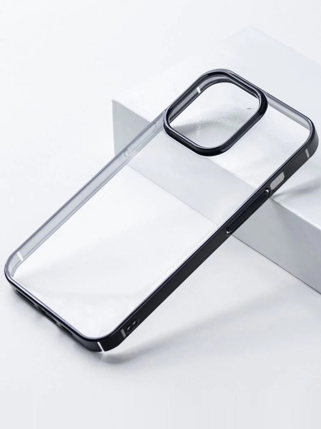 

Karwan Transparent & Black Solid iPhone 14Pro Max Phone Back Case