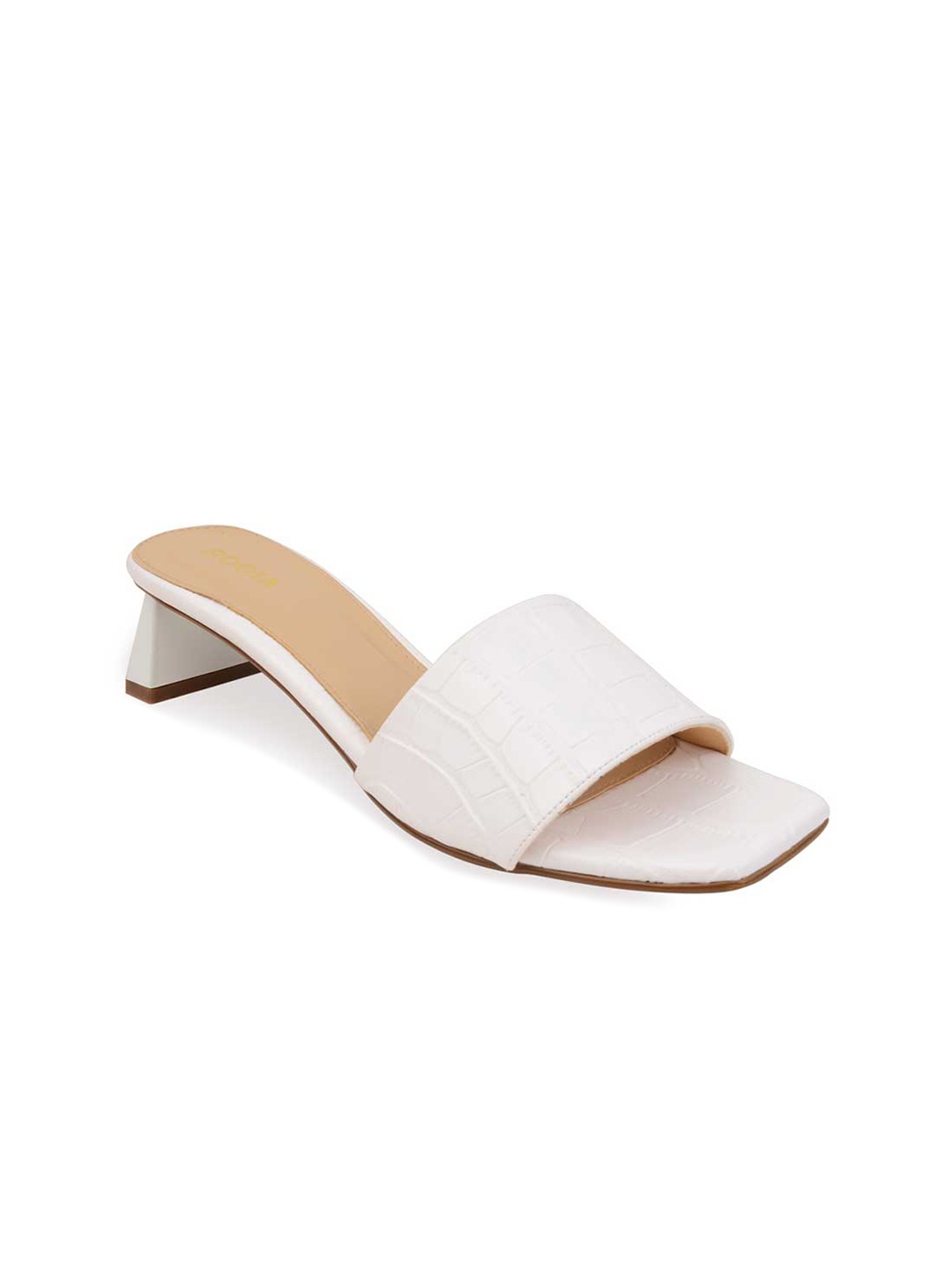 

Rocia White Textured Block Heels