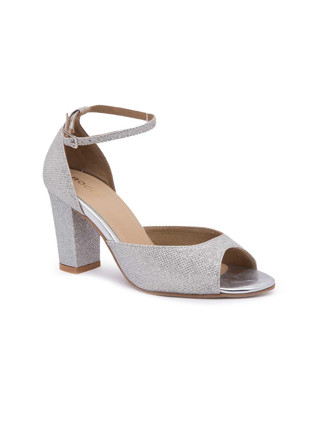 

Rocia Silver-Toned Party Peep Toes Block Heels