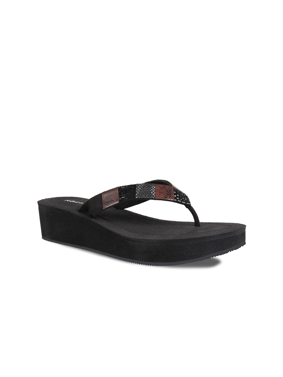 

Rocia Black Ethnic Wedge Sandals