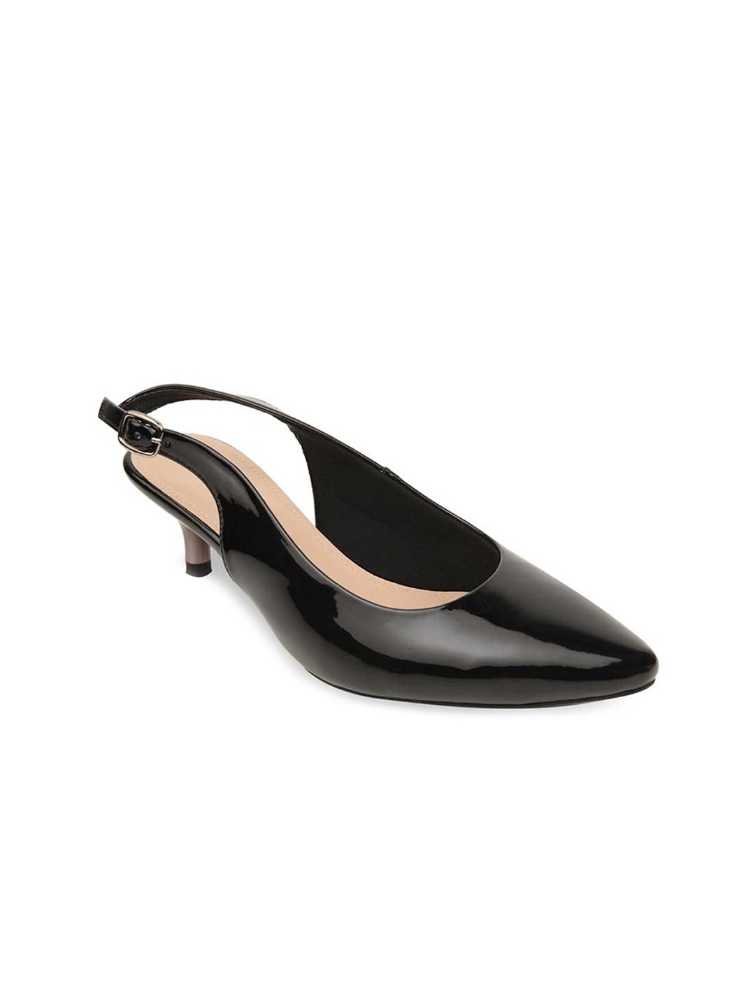 

Rocia Black Printed Kitten Pumps with Buckles