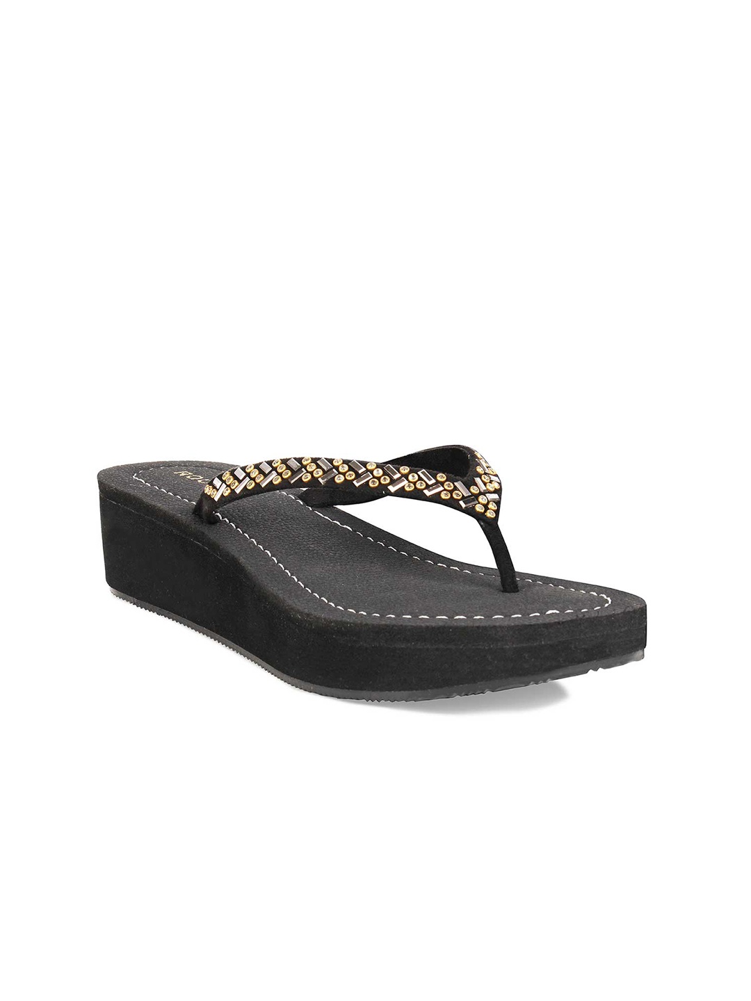 

Rocia Black Ethnic Wedge Sandals
