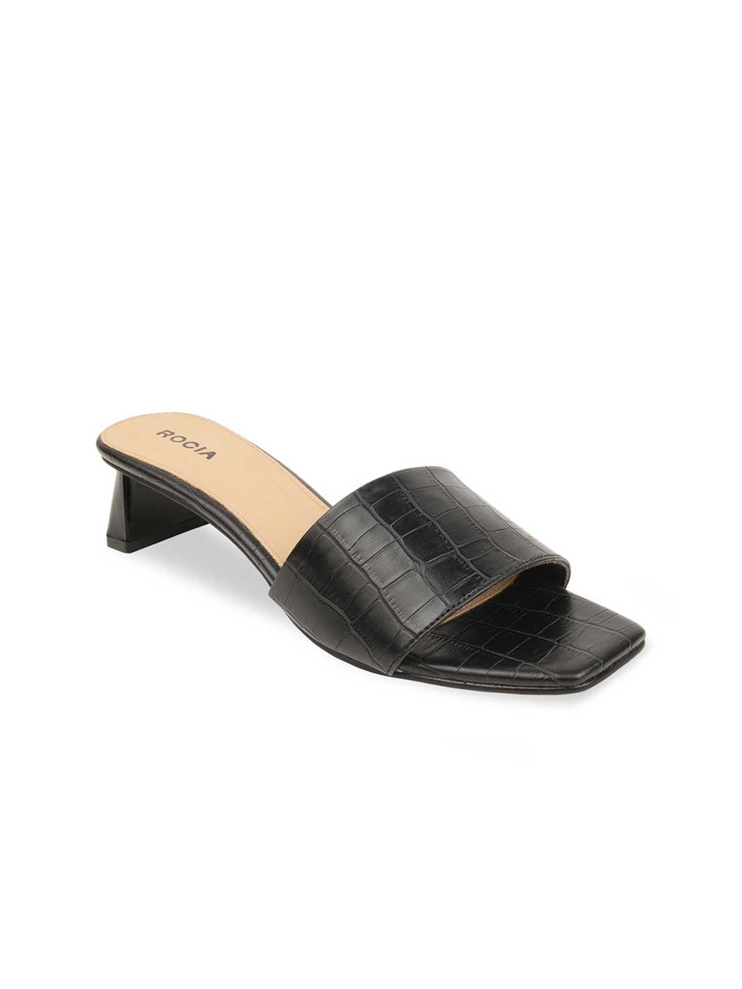 

Rocia Black Striped Block Mules