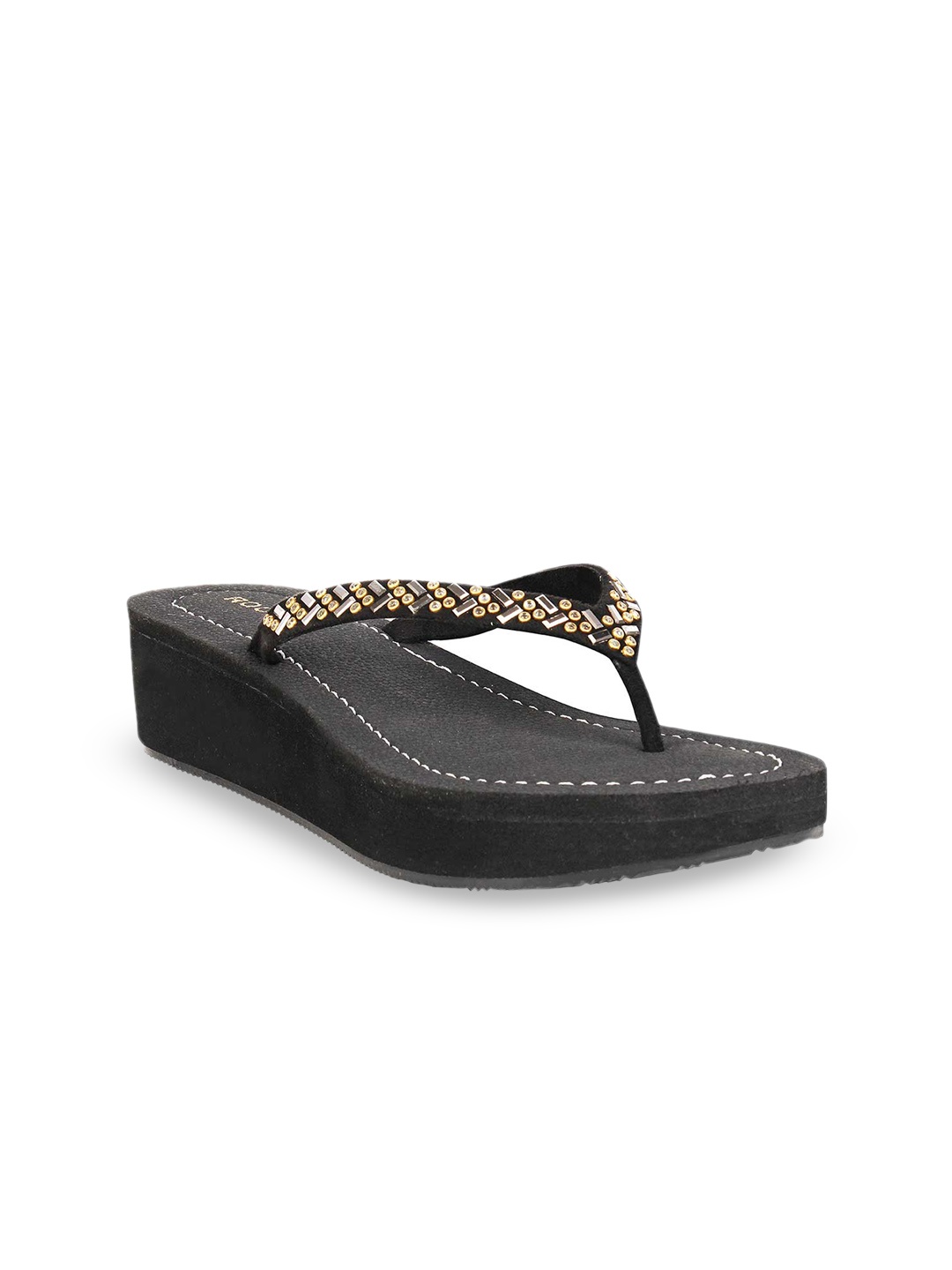 

Rocia Black Ethnic Wedge Sandals