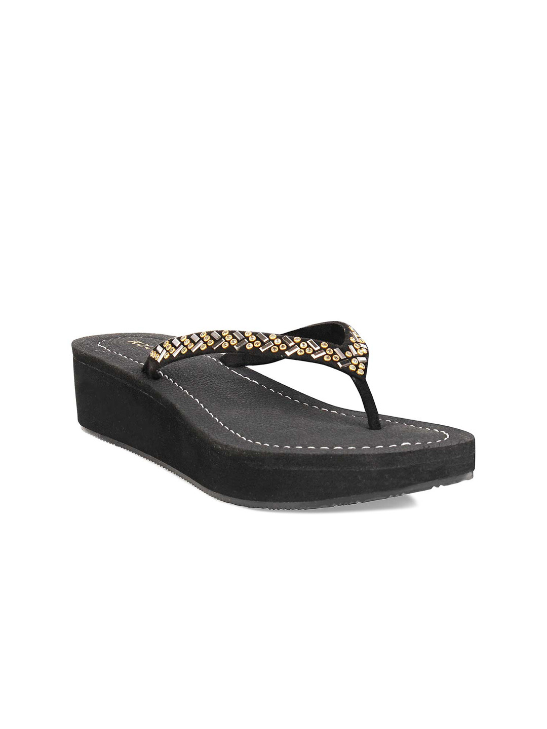 

Rocia Black Ethnic Wedge Sandals