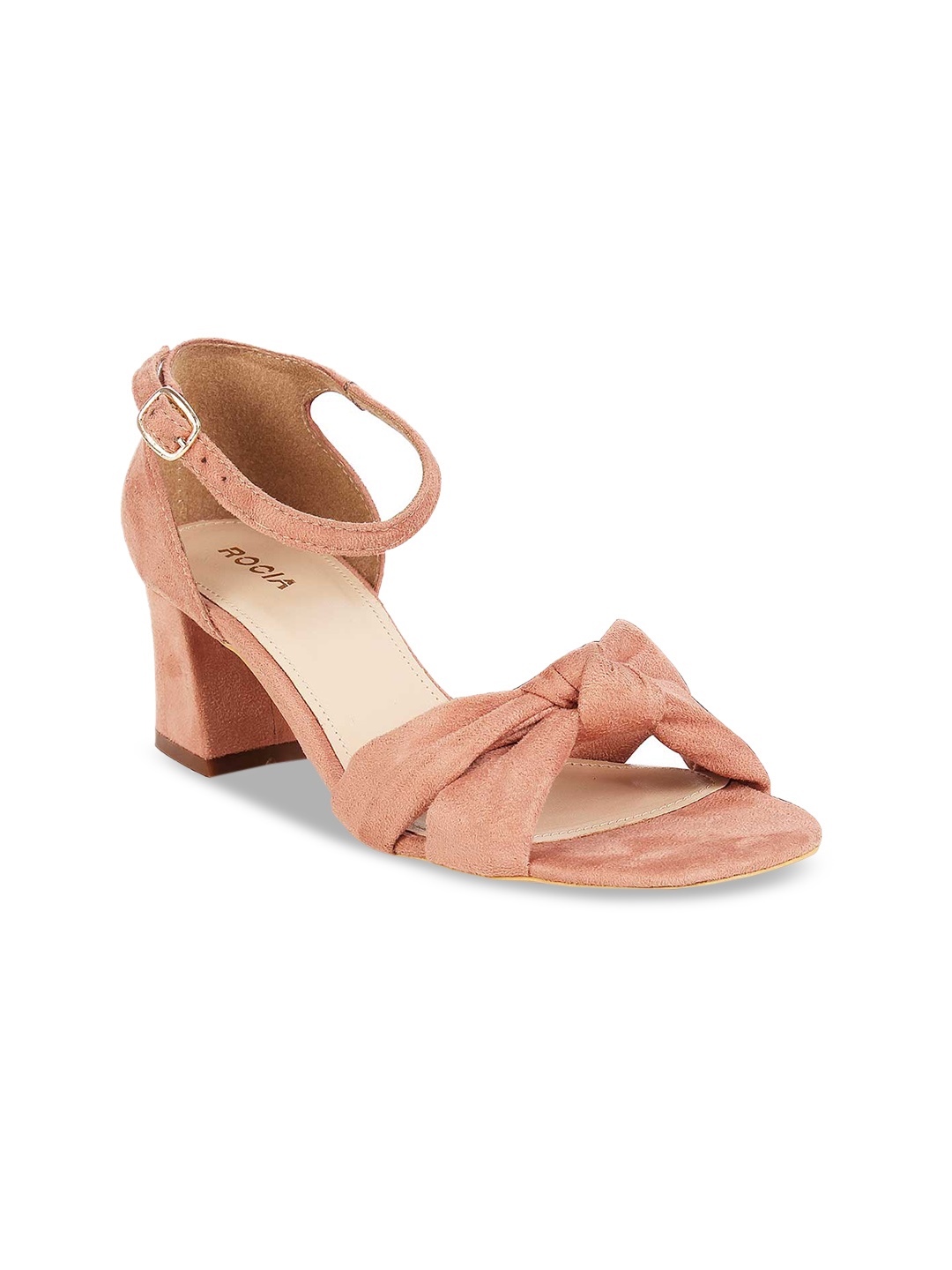 

Rocia Peach-Coloured Block Heels Sandals with Bows