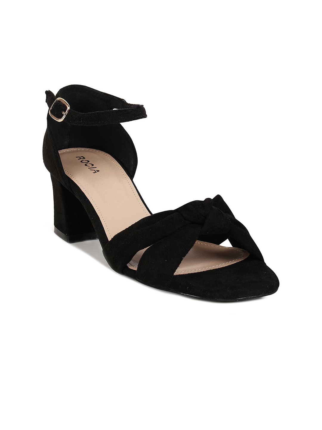 

Rocia Black Block Heel Sandals with Bows