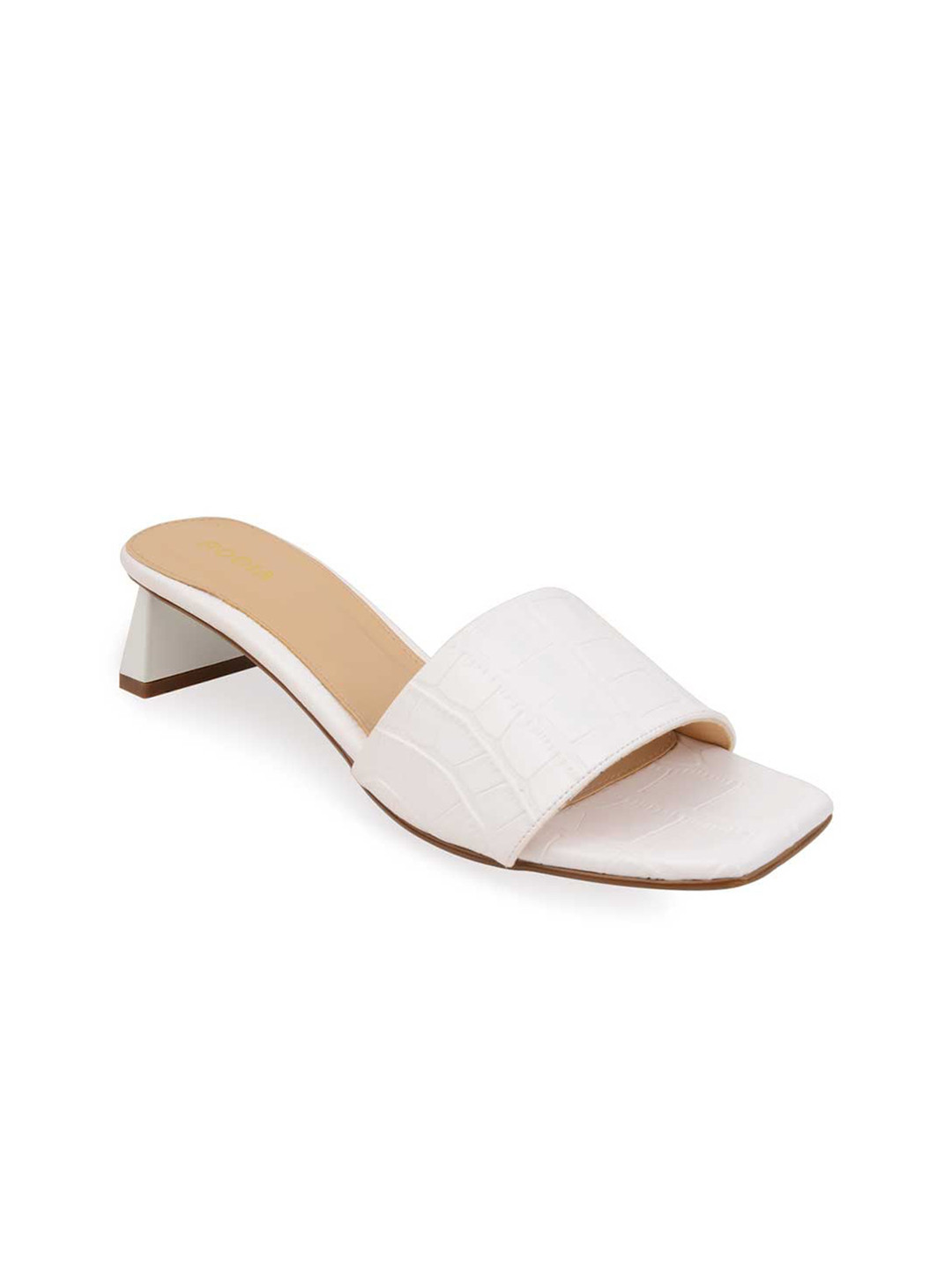 

Rocia White Textured Block Heels
