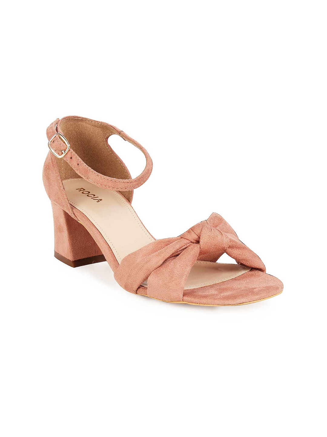

Rocia Peach-Coloured Block Heels with Bows