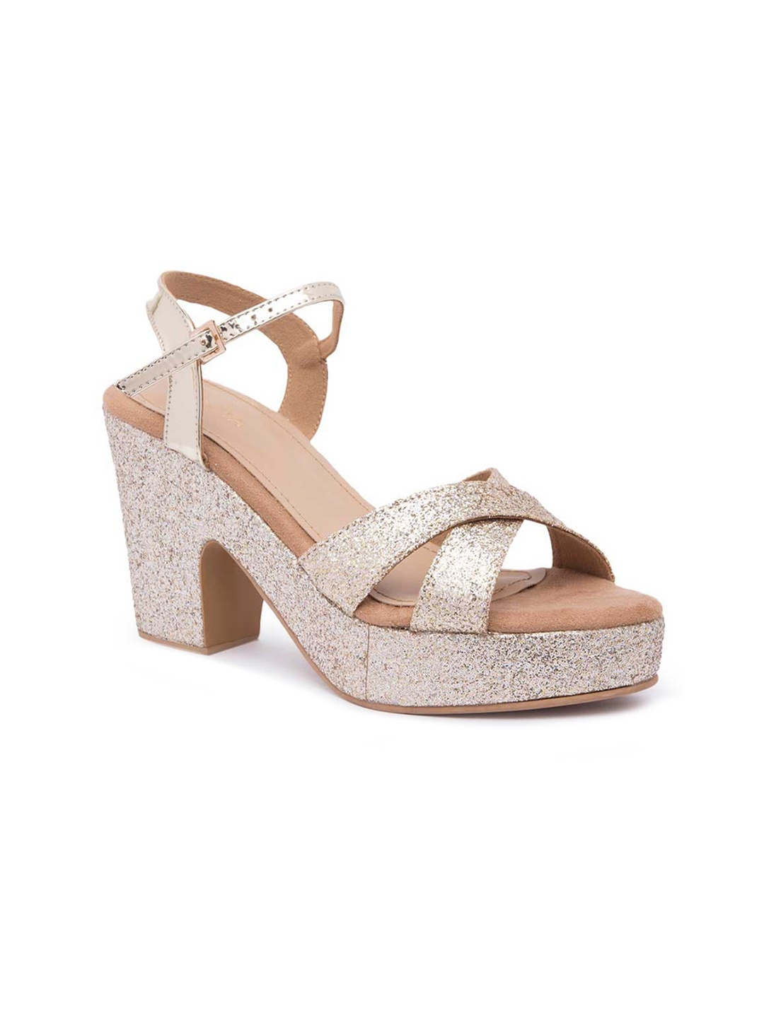 

Rocia Women Gold-Toned Textured Party Platform Sandals