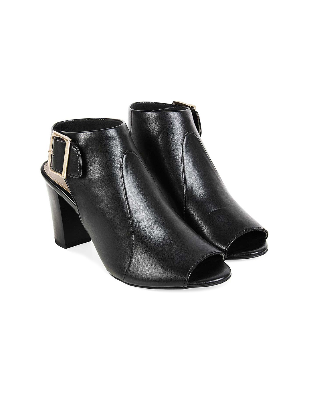 

Rocia Women Black Party Block Pumps with Buckles