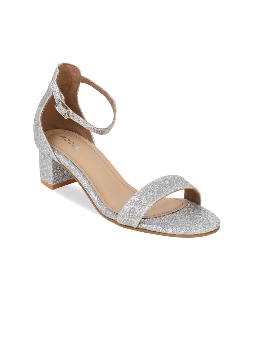 

Rocia Women Silver-Toned Textured Block Heels