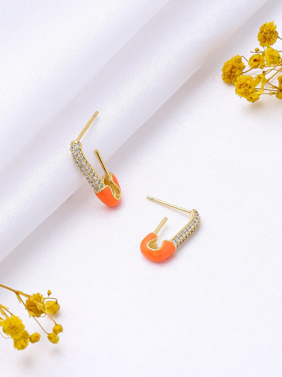 

Mitali Jain Orange Contemporary Studs Earrings