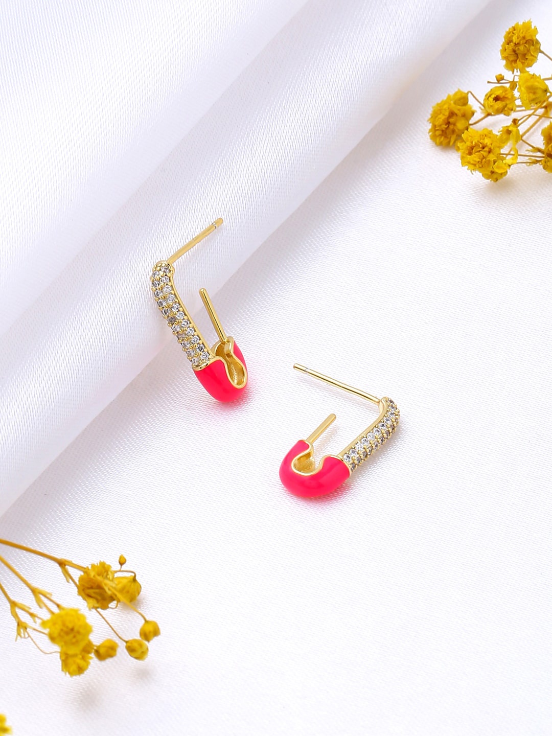 

Mitali Jain Gold-plated Contemporary Studs Earrings, Pink