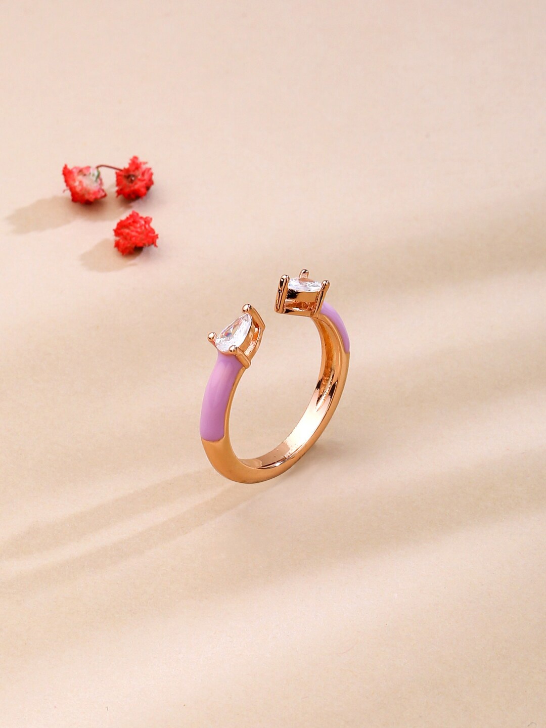 

Mitali Jain Gold-Plated & Purple Coated Crystals Studded Finger Ring