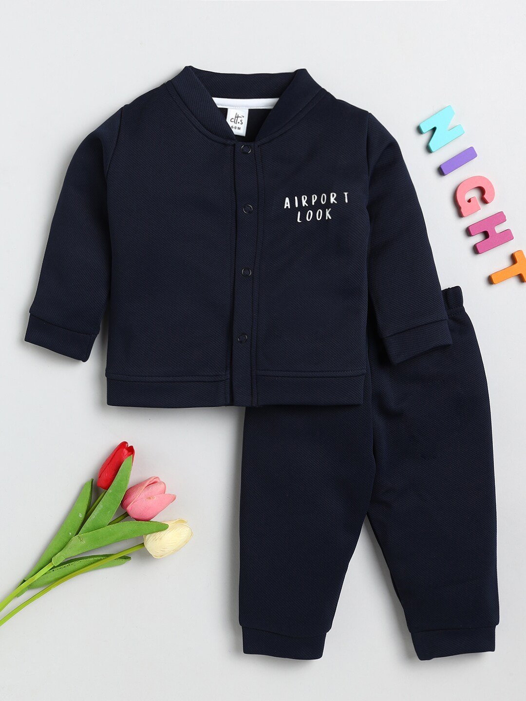 

Clt s Kids Blue & White Pure Cotton Shirt & Pyjamas Night Suit