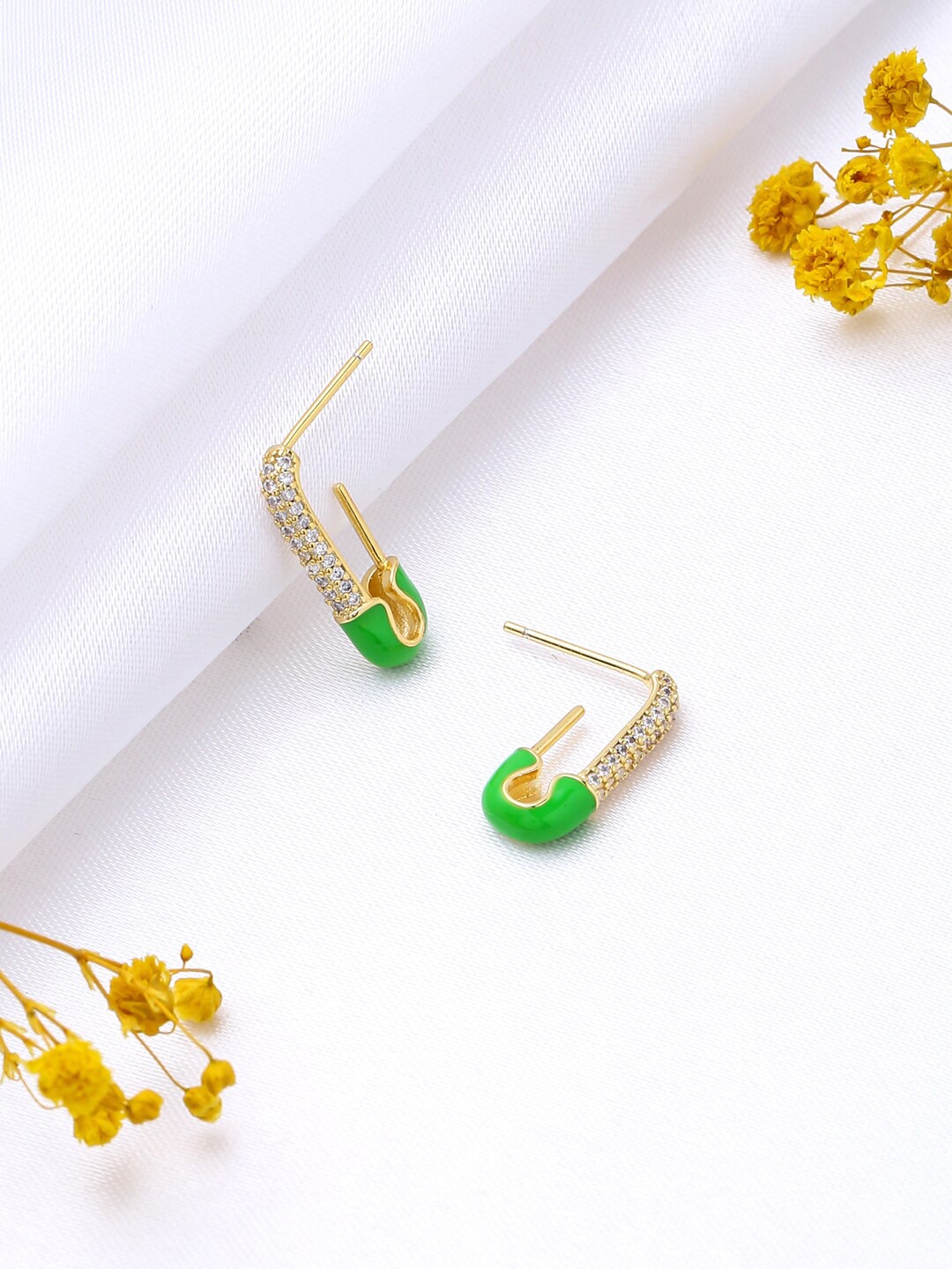 

Mitali Jain Gold-plated Contemporary Studs Earrings, Green