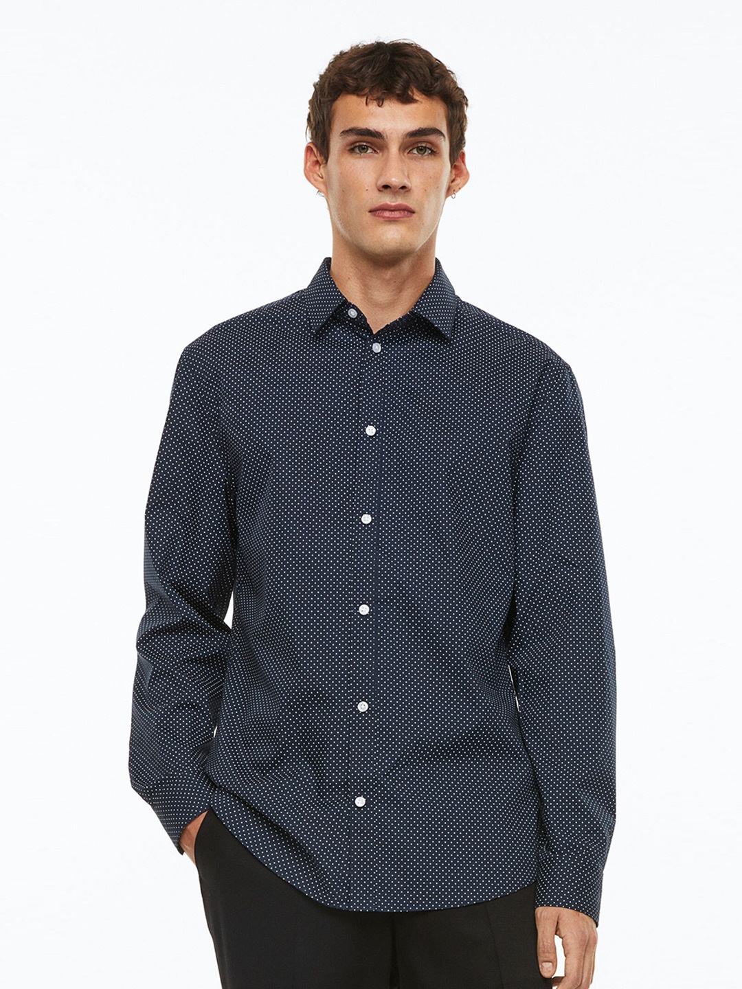 

H&M Men Blue Slim Fit Easy-Iron Shirt