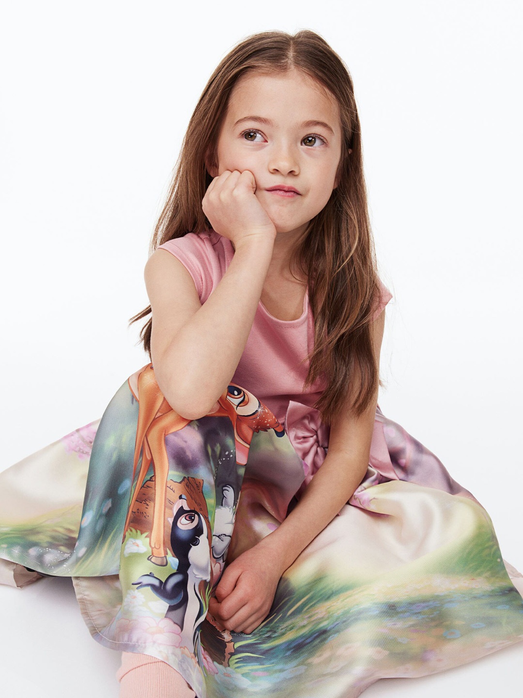 

H&M Girls Pink & Green Bow-Detail Dress
