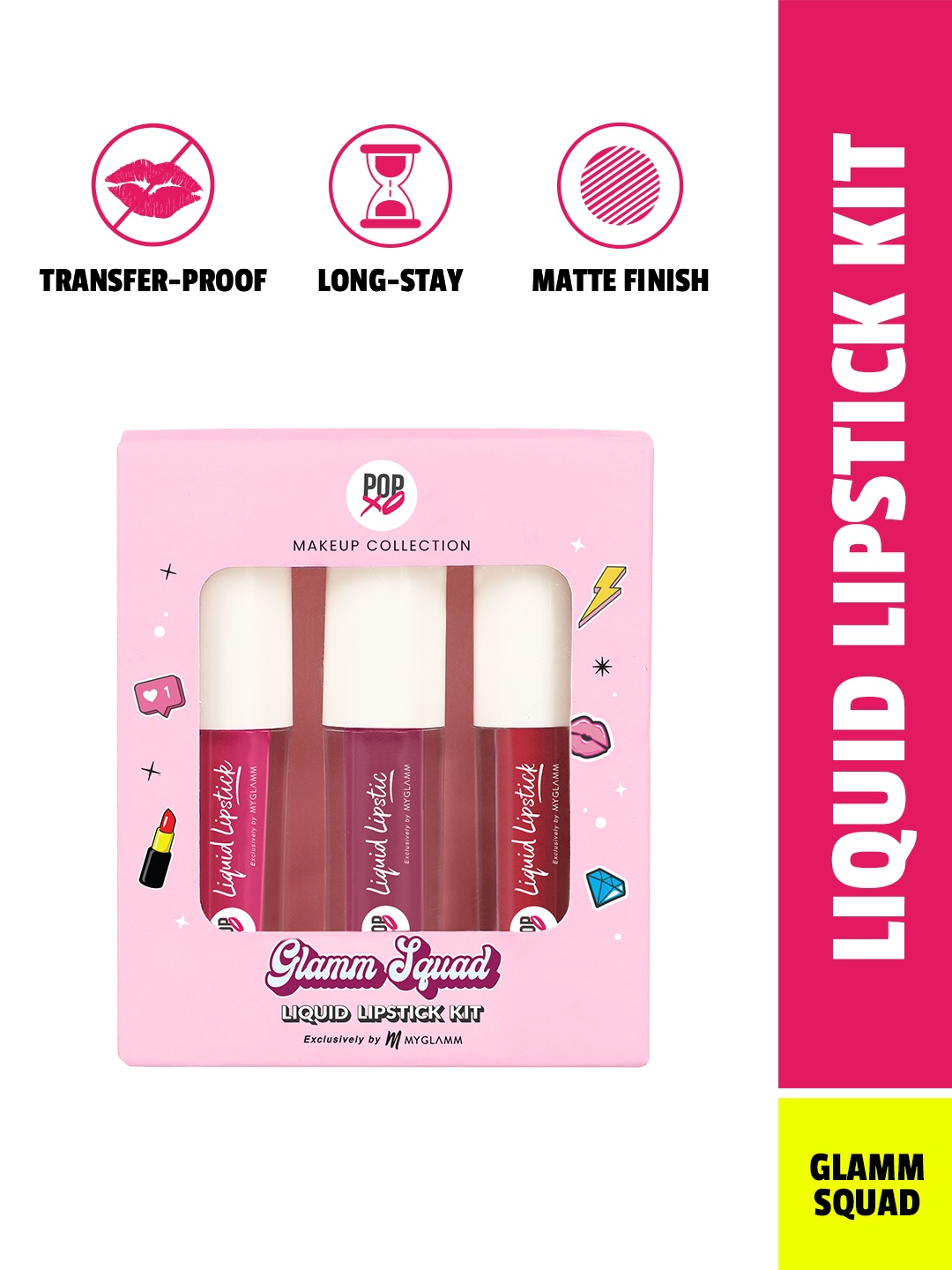 

MyGlamm Pack Of 3 Squad Liquid Lipstick Kit 1.5 g Each - Wifey - Trooper - CEO, Pink
